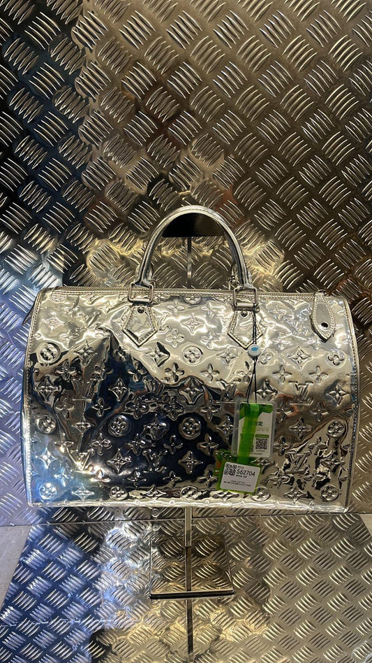 Louis Vuitton Silver Mirror Monogram Speedy Bag